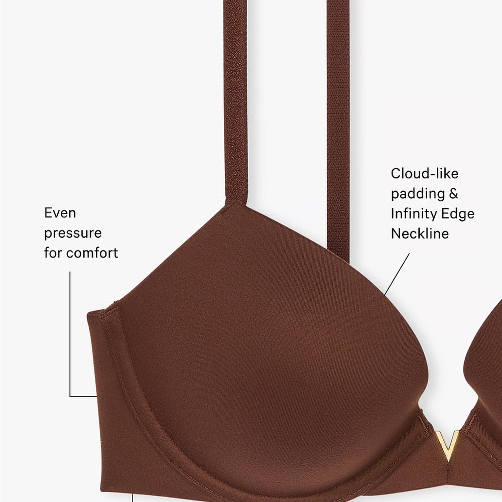 NWT!2-for-$70 VS Love Cloud Smooth Lightly Lined Plunge Demi! 38D-Purple/Praline - Picture 8 of 11